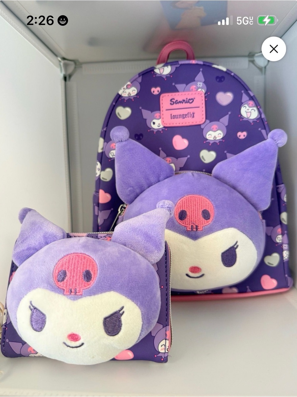 Sanrio Loungefly Kuromi Purple Mini Backpack & Wallet Set New with tags